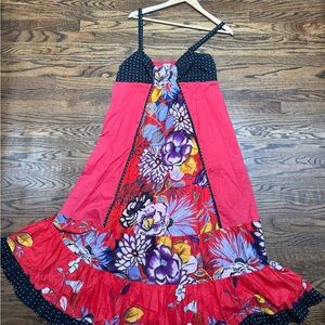Vintage Floral Red and Black Dress